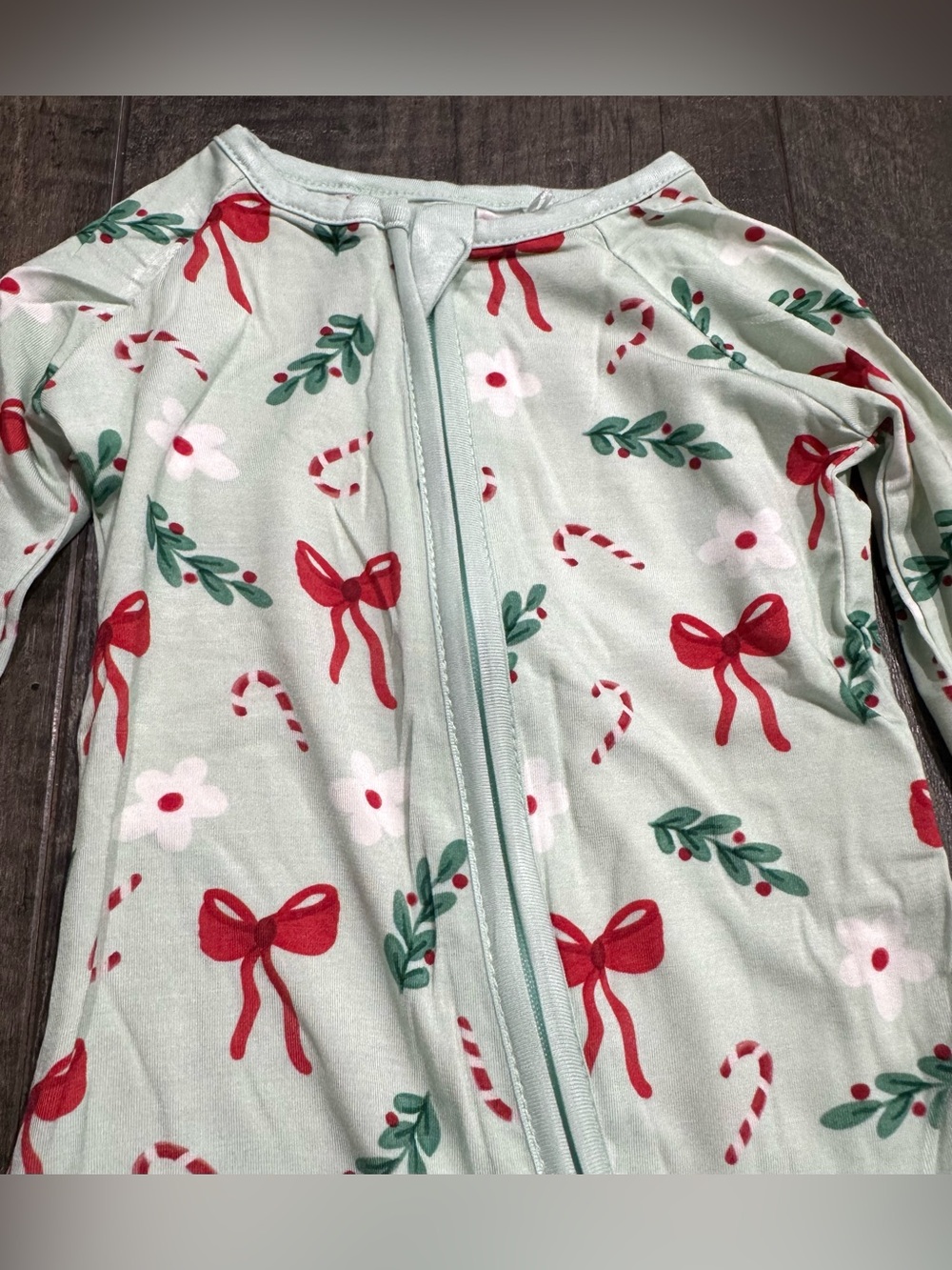 Christmas Bamboo Zipper Sleeper Pajamas • Candy Cane Dream • size 0-3